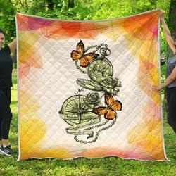 Butterfly Steampunk Quilt Blanket and Home Decor