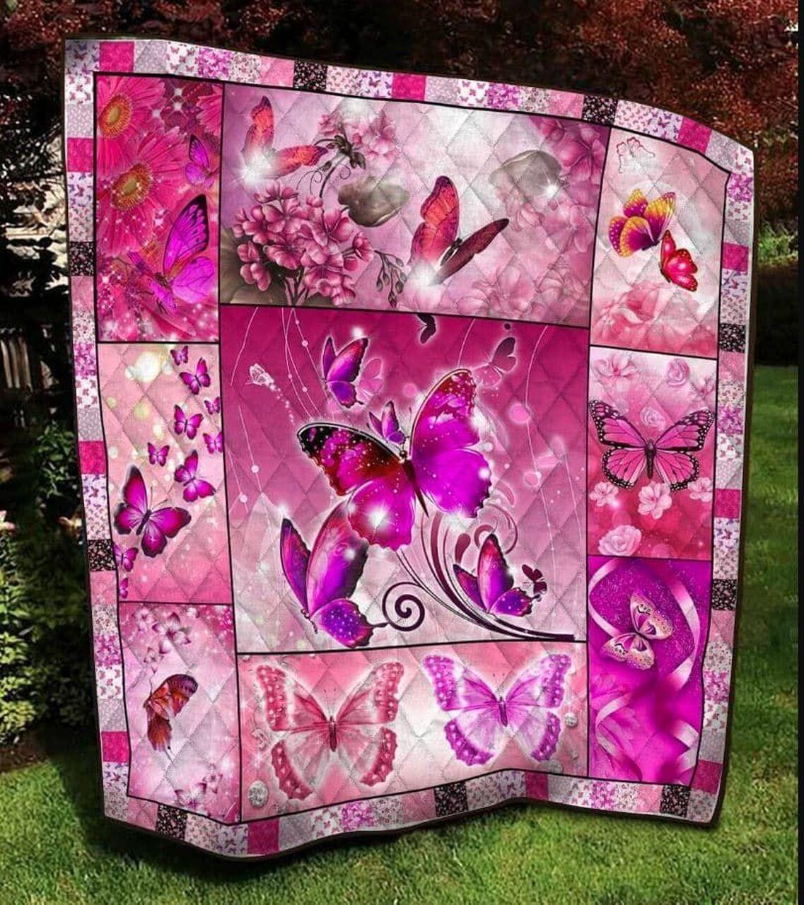 Butterfly The Pink Wings Quilt Blanket Dhc04011865Dd and Home Decor