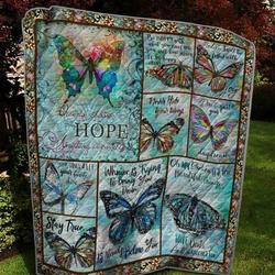 Butterfly With Slogan Quilt Blanket  Quilt and Home Decor