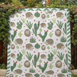 Cactus And Hedgehog Clt140611 Quilt Blanket and Home Decor