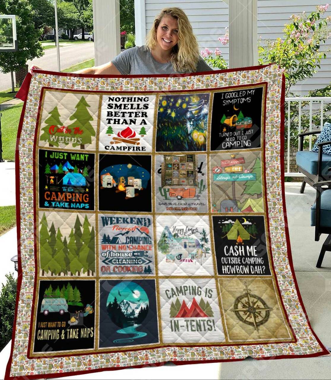 Camping Art Like Quilt Blanket and Home Decor