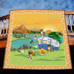 Camping  Boxer Quilt  Pod000018 and Home Decor