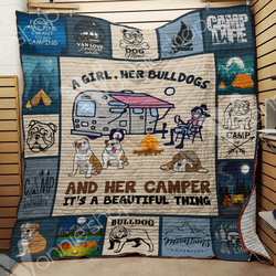 Camping Bulldog Quilt Blanket Dhc0302690Td and Home Decor