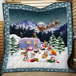 Camping  Corgi  Quilt Blanket and Home Decor
