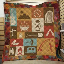 Camping Fire Quilt Blanket Dhc0201201463Td and Home Decor