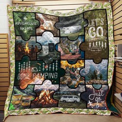 Camping Just Go Quilt Blanket  Quilt and Home Decor