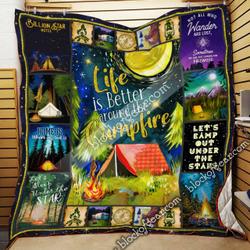 Camping, Life Is Better At The Campfire Quilt Blanket and Home Decor