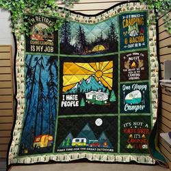 Camping Make Time For The Great Outdoors Quilt Blanket Great Customized Blanket Gifts For Birthday Christmas Thanksgiving and Home Decor