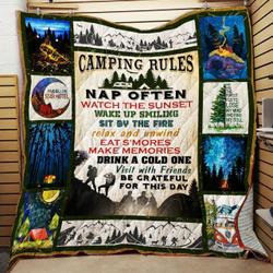 Camping Rules Quilt Blanket ABC07113553 and Home Decor