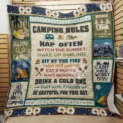 Camping Rules Quilt Blanket  Quilt and Home Decor