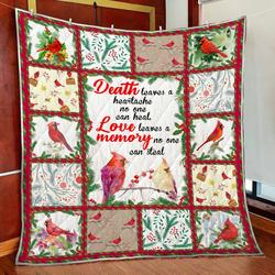 Cardinal Bird Love Leaves A Memory No One Can Steal Quilt Blanket Great Customized Blanket Gifts For Birthday Christmas Thanksgiving and Home Decor