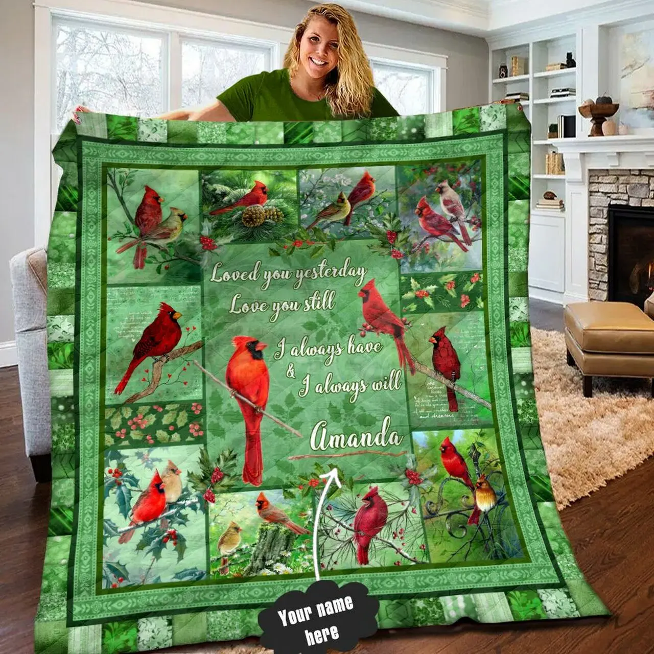 Cardinal Personalized Quilt Blanket LML060603DT and Home Decor