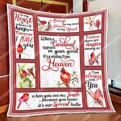 Cardinal - When A Cardinal Appears In Your Yard ItS A Visitor From Heaven  Quilt and Home Decor