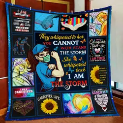 Caregiver I Am The Storm Quilt Blanket and Home Decor