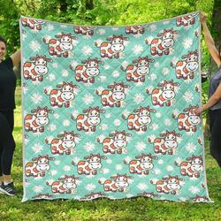Cartoon Cow And Daisy Flower Cl17100171Mdq Quilt Blanket and Home Decor