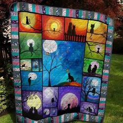 Cat And Moonnight Painting Quilt Blanket  Quilt and Home Decor