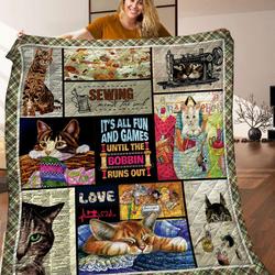 Cat And Sewing Quilt Blanket C9B290221TY and Home Decor