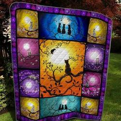 Cat Bird And Sunset Quilt Blanket  Quilt and Home Decor