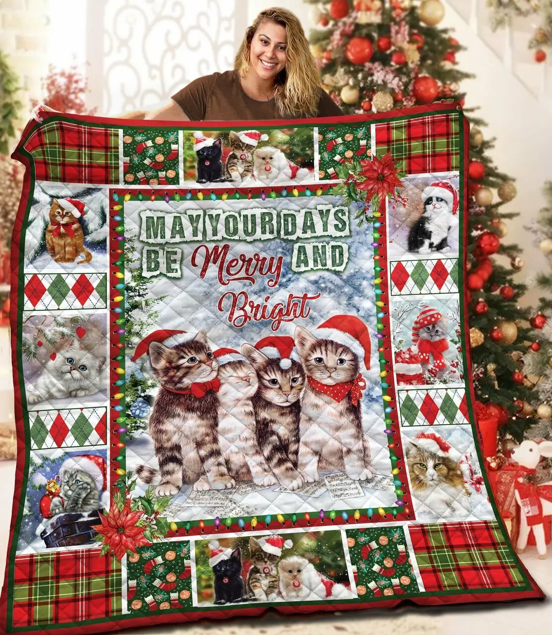 Cat Christmas Aaa161034Ta Quilt Blanket and Home Decor