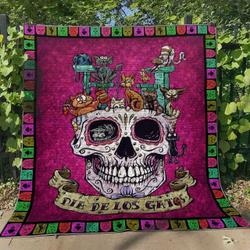 Cat Day Of The Death Bt030601 Quilt Blanket and Home Decor