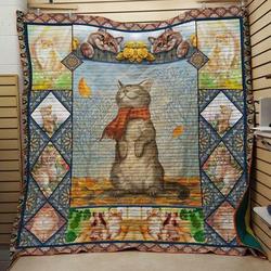 Cat Enjoy The Wind Quilt Blanket  Quilt and Home Decor