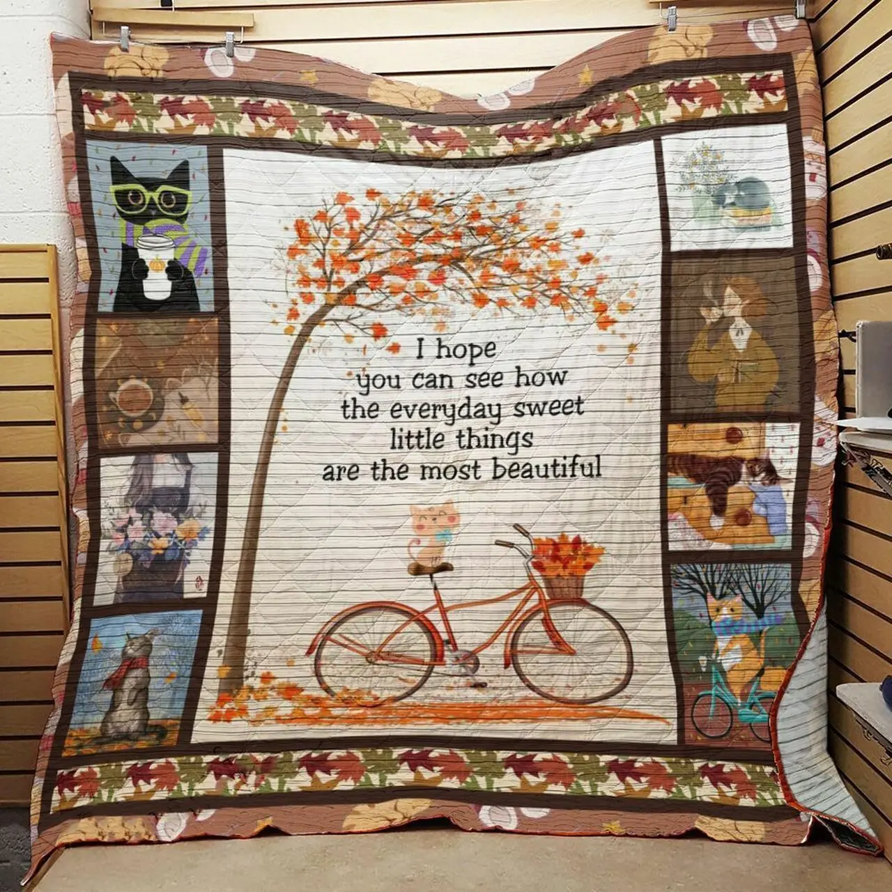 Cat Hippie Fall Quilt Blanket ABC07113838 and Home Decor
