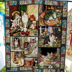 Cat I Like Cat With Flower Quilt Blanket Dhc03011538Dd and Home Decor