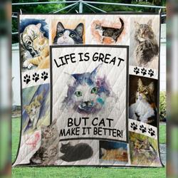 Cat I Needed A Hand U Quilt Vd and Home Decor