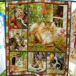 Cat In Garden Dtc2410130 Quilt Blanket and Home Decor