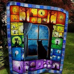 Cat Look Far Away Quilt Blanket  Quilt and Home Decor
