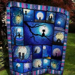 Cat Night Painting Quilt Blanket  Quilt and Home Decor