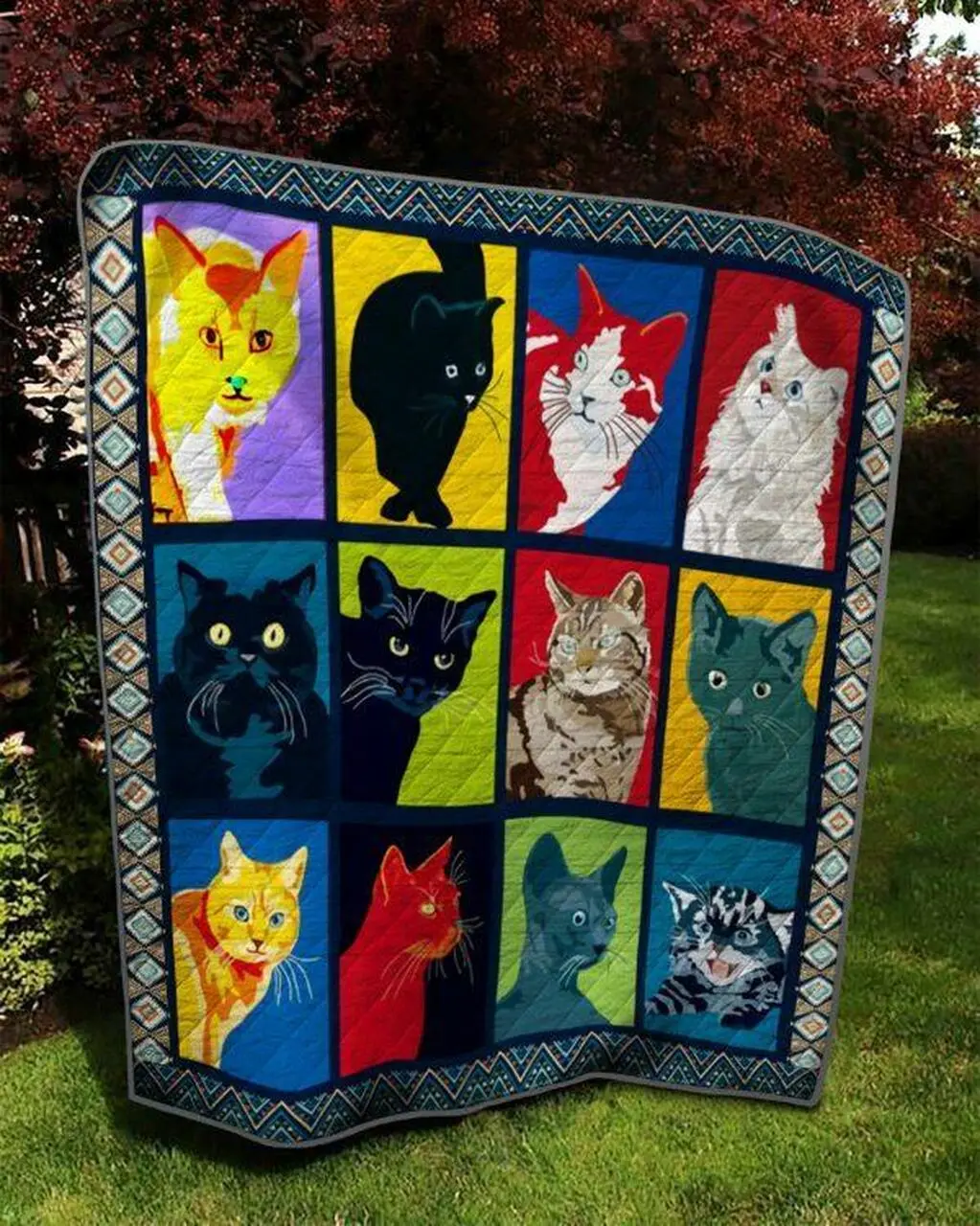 Cat Oil Painting Quilt Blanket Ver 2 Quilt and Home Decor