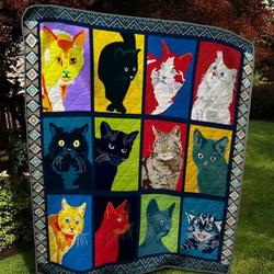 Cat Oil Painting Quilt Blanket Ver 2  Quilt and Home Decor
