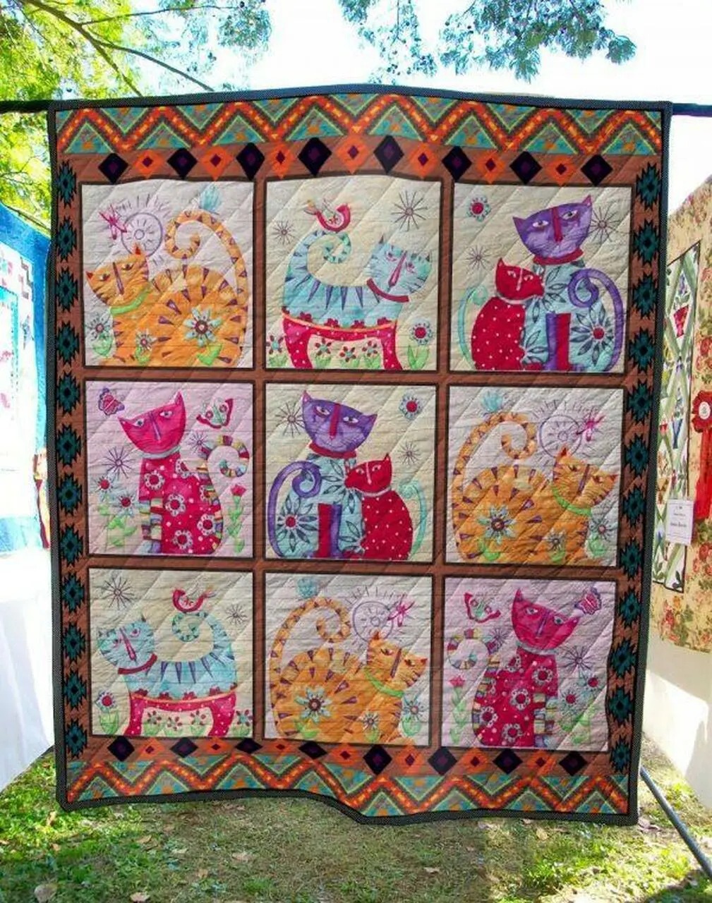 Cat Pattern Like A Tiger Quilt Blanket Quilt and Home Decor