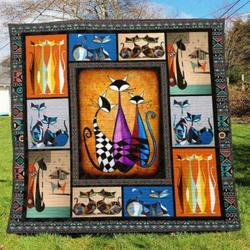 Cat Quilt Blanket Ver 4  Quilt and Home Decor