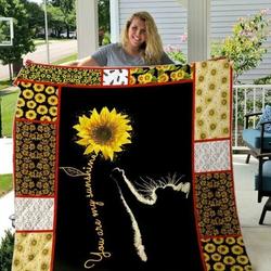 Cat Sunflower Cl14100067Mdq Quilt Blanket and Home Decor