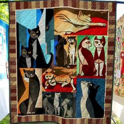 Cat The Meeting Quilt Blanket  Quilt and Home Decor