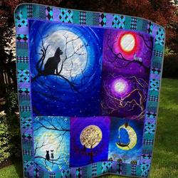 Cat Under Moonlight Quilt Blanket  Quilt and Home Decor
