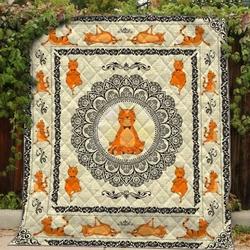 Cat Yoga Cl14100069Mdq Quilt Blanket and Home Decor