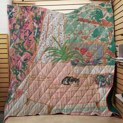 Catnap  Tuxedo Cat Napping In Chair By The Window Throw Quilt Blanket and Home Decor
