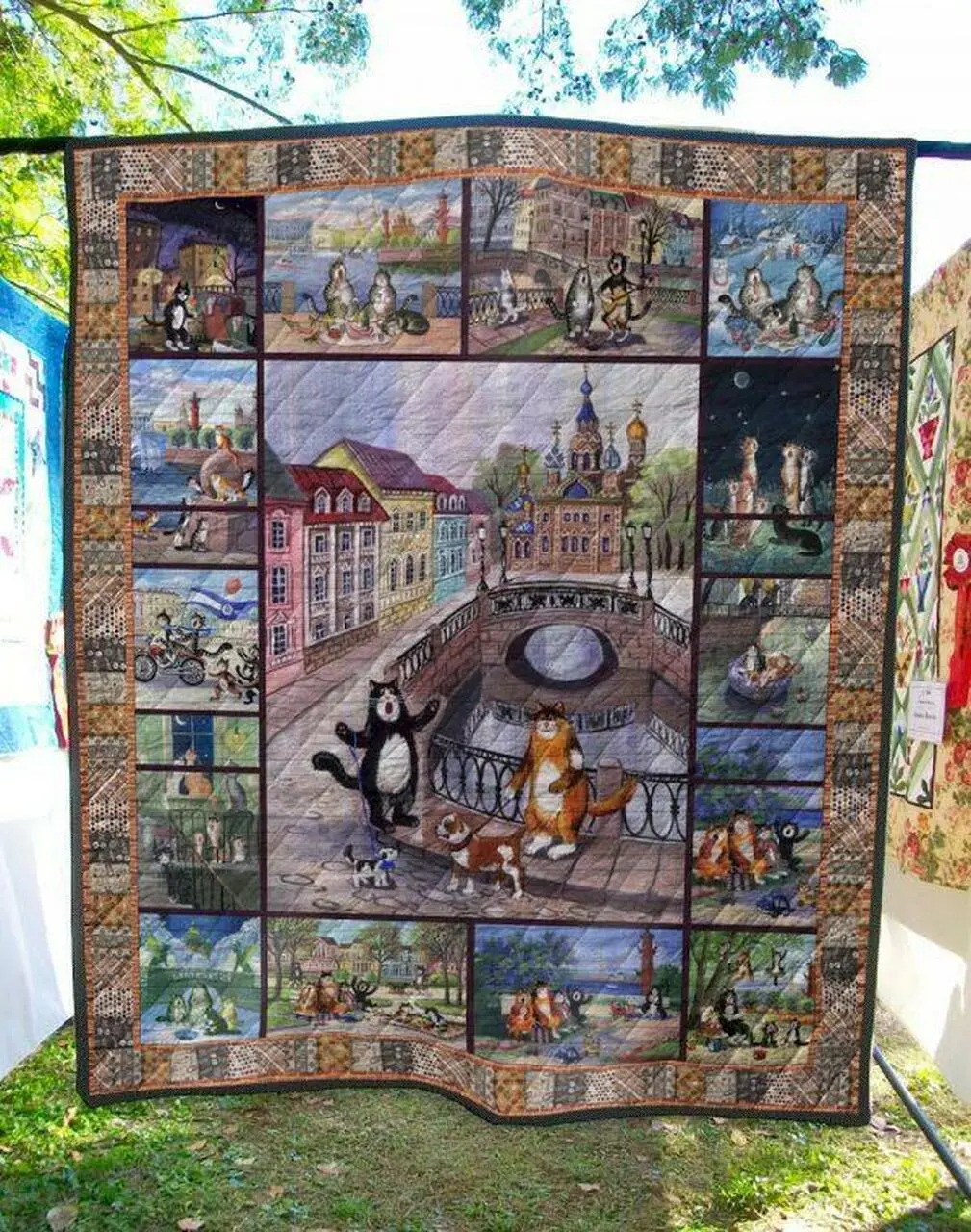Cats Walk The Dogs Quilt Blanket Quilt and Home Decor
