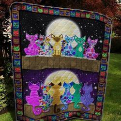 Cats Watching The Moon Quilt Blanket  Quilt and Home Decor