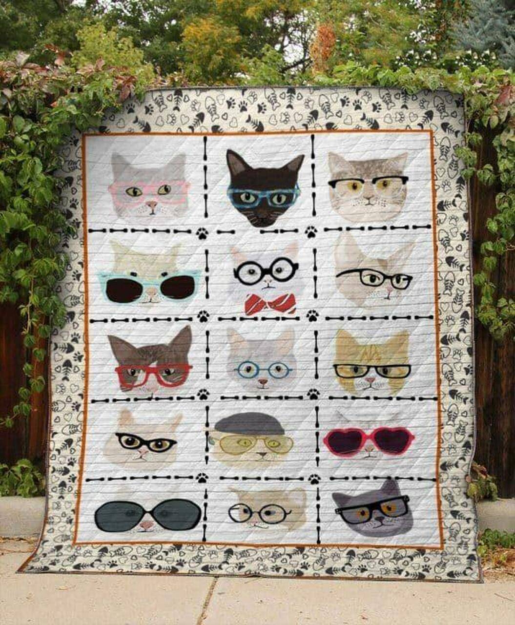 Cats Wear Glasses Quilt Blanket Quilt and Home Decor