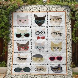 Cats Wear Glasses Quilt Blanket  Quilt and Home Decor