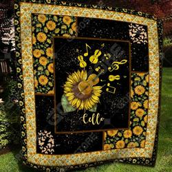Cello Sunflower Like Quilt Blanket and Home Decor