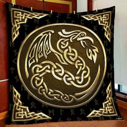 Celtic Dragon Quilt Blanket and Home Decor