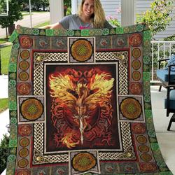 Celtic Fire Dragon Quilt Blanket Great Customized Gifts For Birthday Christmas Thanksgiving Perfect Gifts For Dragon Lover      and Home Decor