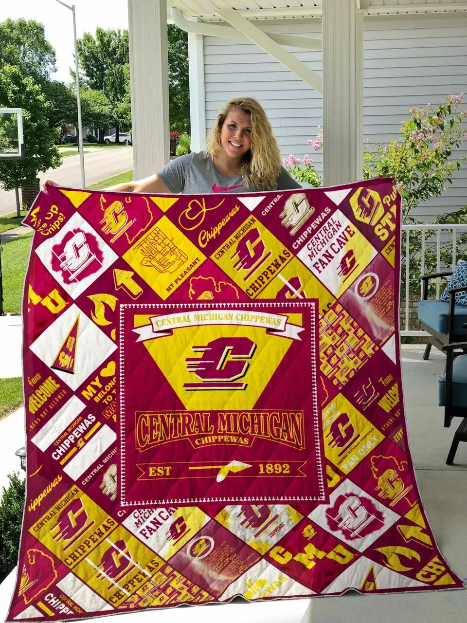 Central Michigan Chippewas Quilt Blanket and Home Decor