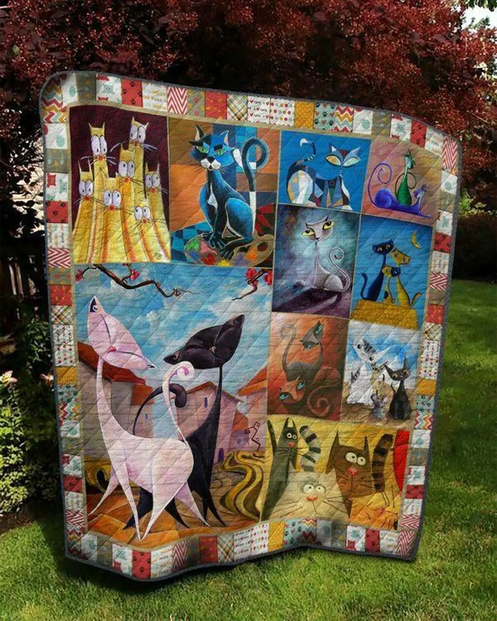 Centrer Of Attention Cat Quilt Blanket Quilt and Home Decor