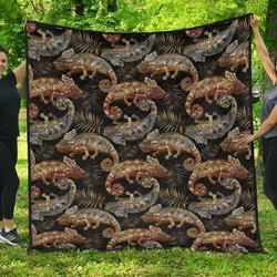 Chameleon Lizard Tropical Leaves Palm Tree DHCDHC DT1910 Quilt Blanket and Home Decor